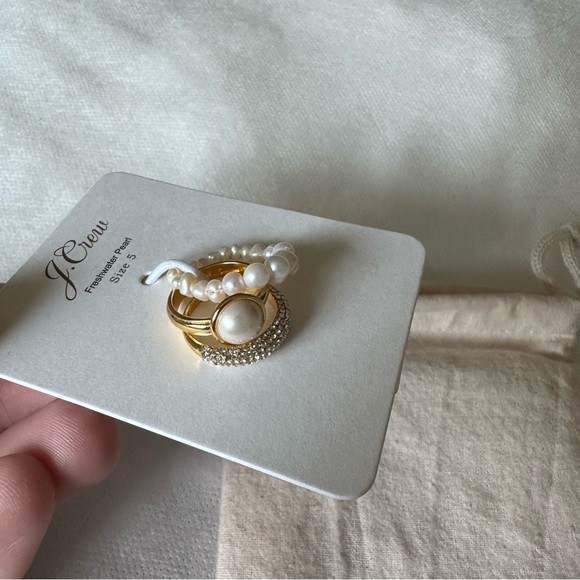 Jcrew Pearl and crystal set-of-three rings - Picture 2 of 3